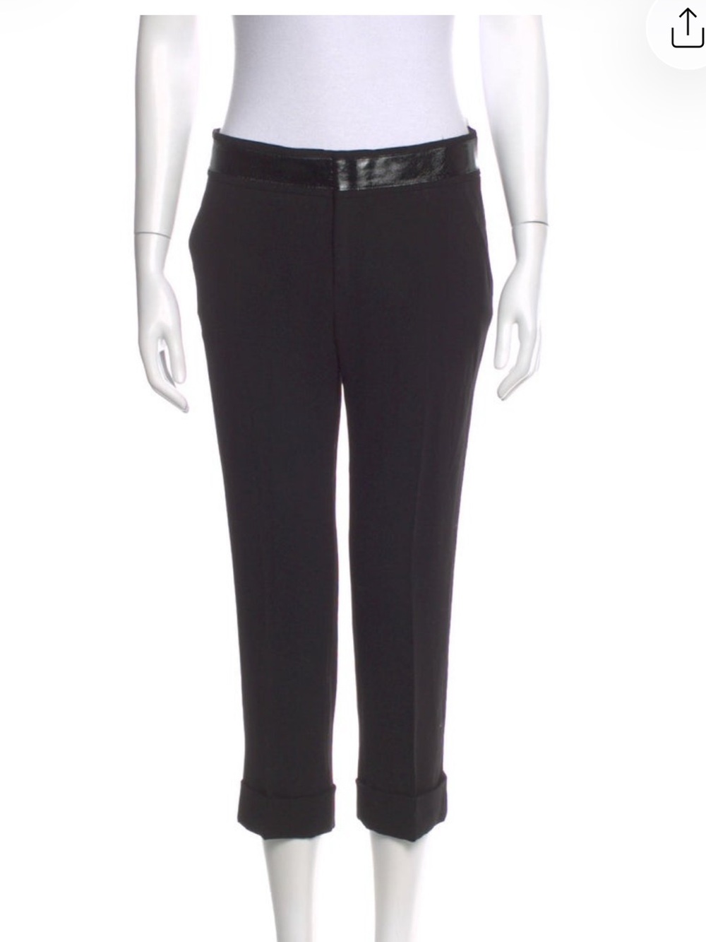 Balenciaga Black Cropped Pants with Patent Trim Size 38 M